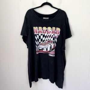 NASCAR Short Sleeve Graphic T-shirt Tunic Dress Black Wash Out ~ Women’s Size 5